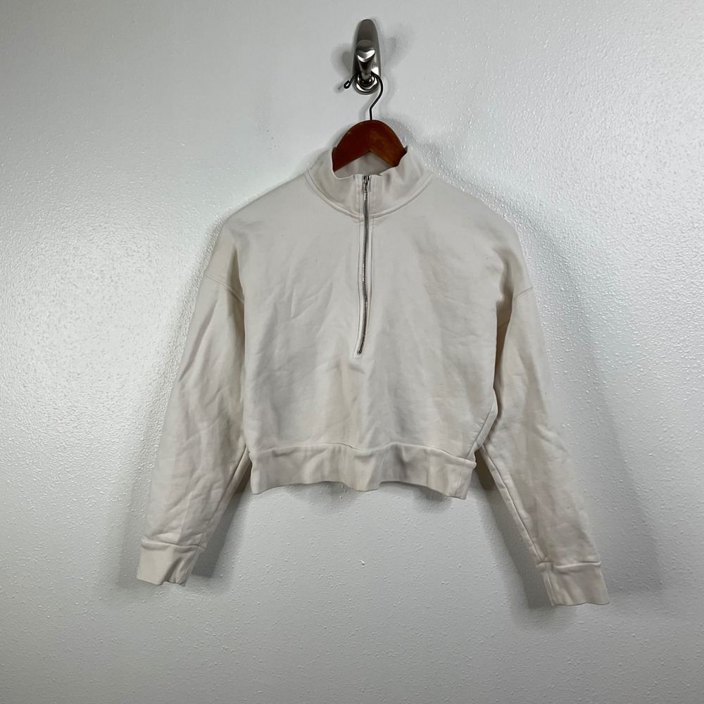 Reformation Quarter Zip Cropped Sweatshirt Size Small